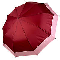 Складной зонт полуавтомат с полоской по краю от Bellissimo, антиветер, бордовый 019308-3
