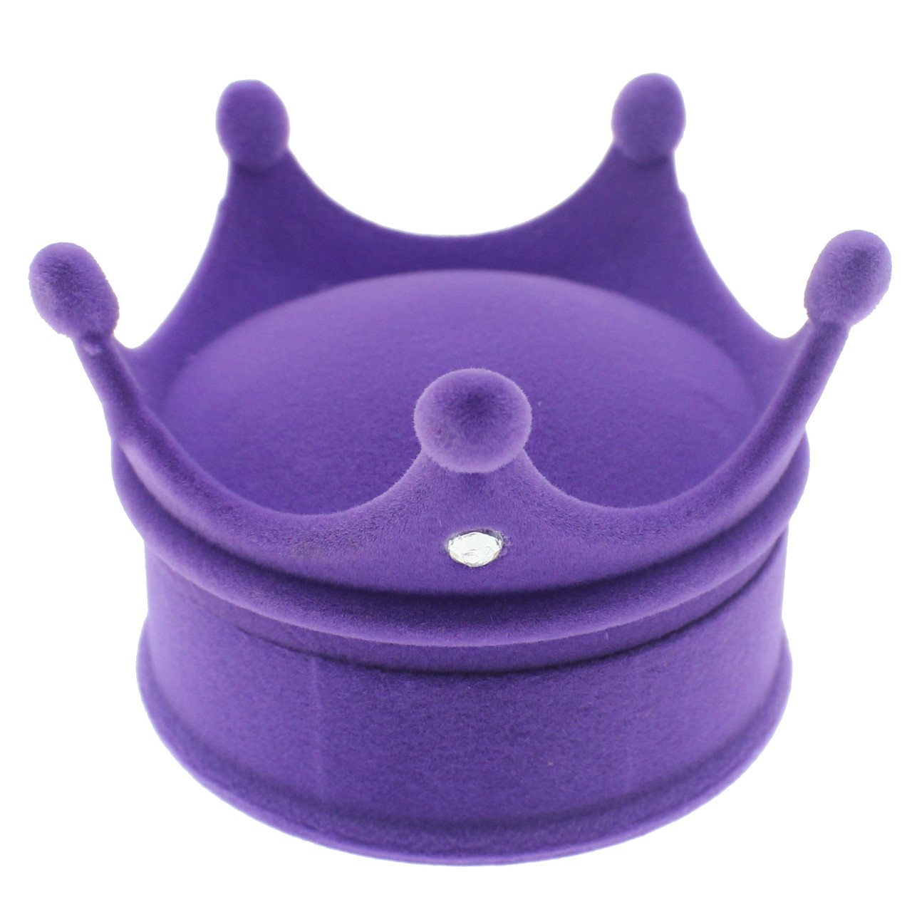 Футляр корона фиолетовая с камнями бархат для ювелирных изделий под кольцо или украшения размер 6,5Х6,5Х4,5см