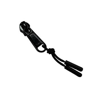 Пуллер для бігунка нерозбірний матеріал пластик і шнур колір чорний комплект зі шнуром