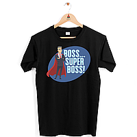 Футболка чорна з оригінальним принтом "Boss... Super Boss. Супер Бос" Push IT