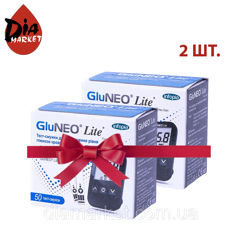 Тест-смужки GluNeo Lite (ГлюНео Лайт) — 2 пачки по 50 шт.