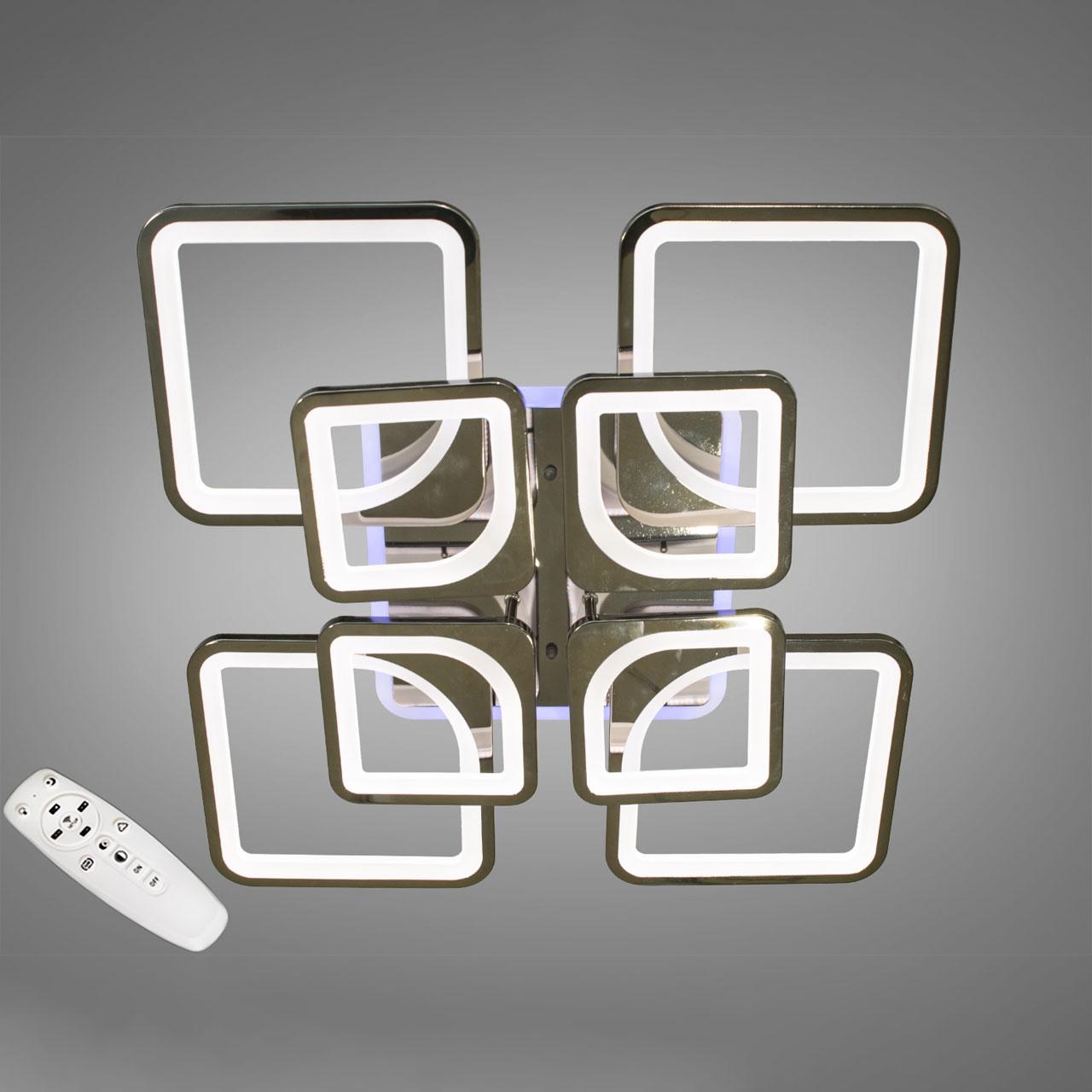 Світлодіодна LED люстра 190 Вт c пультом управління і підсвічуванням колір каркасу чорний хром D-9171/4+4BHR LED3C, фото 1