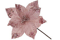 Декоративный цветок Пуансетия 23см, цвет нежный розовый