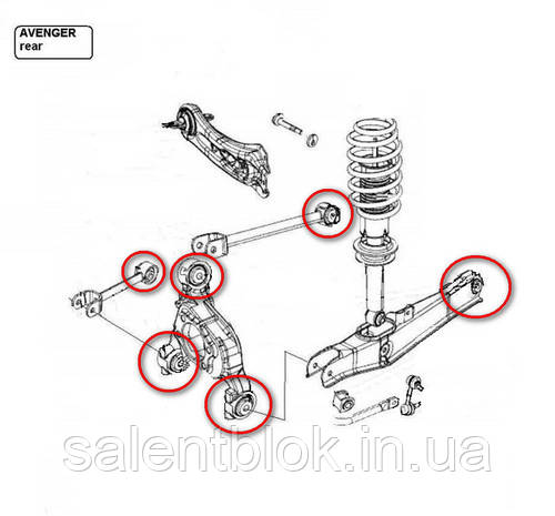 Сайлентблок Fiat FREEMONT 2011- (к-кт 12 шт.) Dodge Journeu New c 2011-
