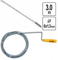Трос сантехнічний чищення каналізації труб пружина 6 мм х 3 м VOREL-55542