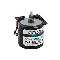 Міні моторедуктор розмір 60ktyz/AC7, 30об/хв Вал 7мм по центру