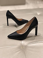 Жіночі класичні туфлі човники чорні на високих підборах натуральна шкіра S1019-01-Y021A-9 Lady Marcia 3088
