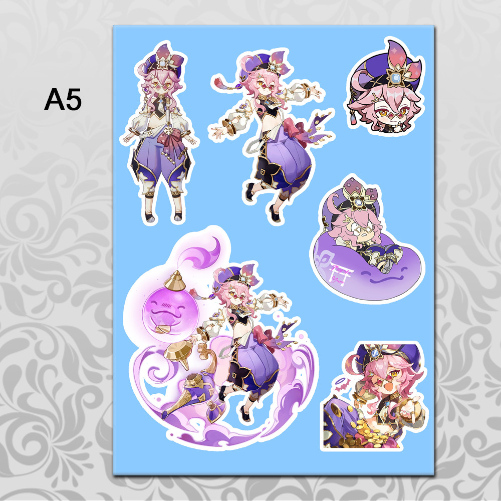 Стікери А5 Genshin Impact без порізки 20 Дорі, фото 1