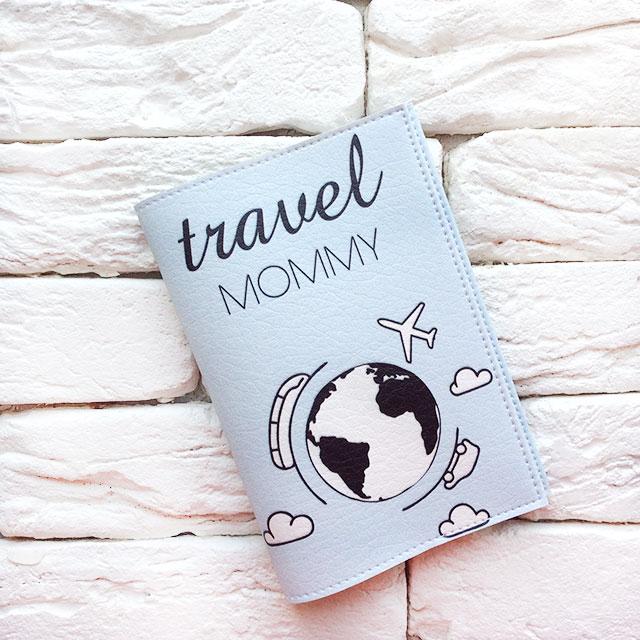 Обкладинка для паспорта Travel mommy 2 (блакитний), фото 1
