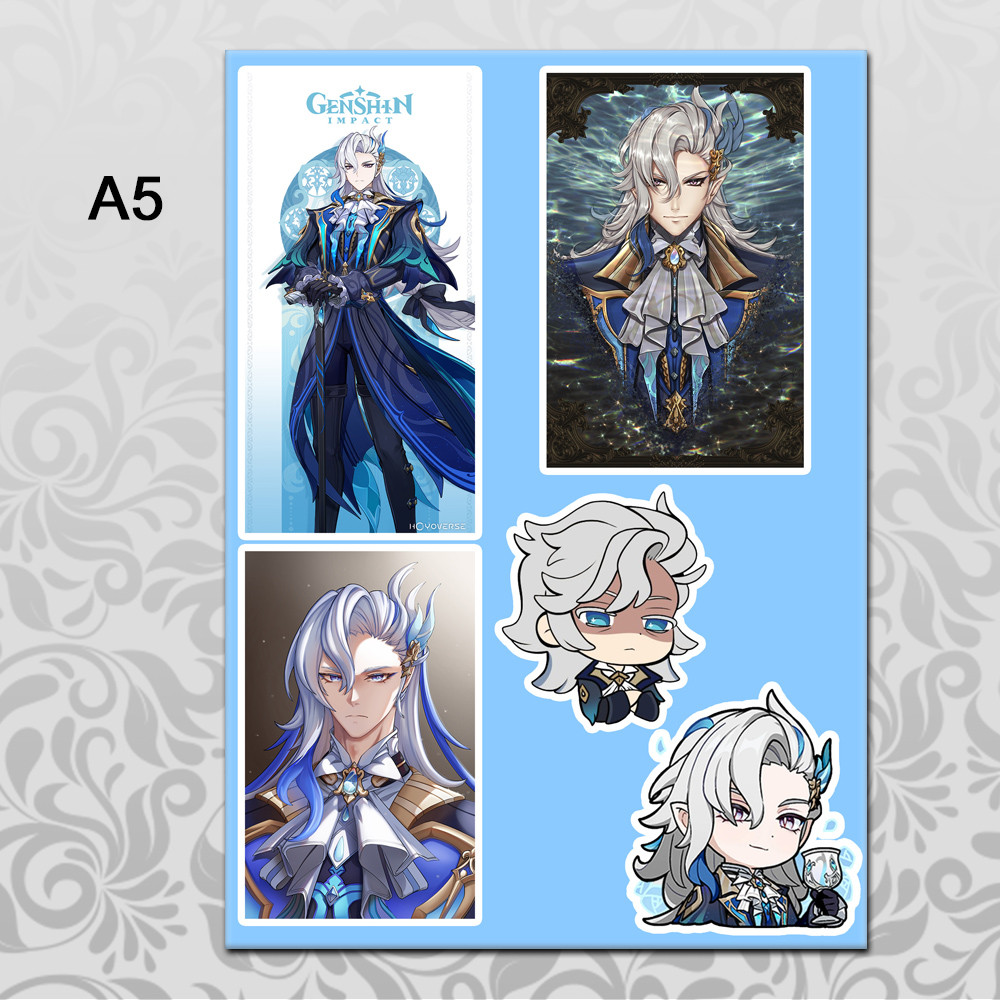 Стікери А5 Genshin Impact без порізки 28 Невілет, фото 1