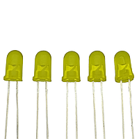 Світлодіод 5mm Жовтий матовий 1000-1200 mcd 460-465mcd 3-3.2V