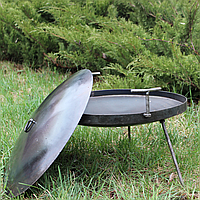 Большая сковорода охотника дисковая для пикника на природе 500 мм Сковорода охотника с крышкой и чехлом