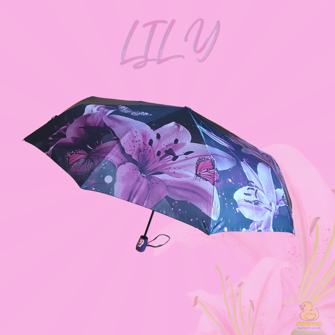 Жіноча парасолька напівавтомат синій з атласними квітами Frei Regen 3017, фото 1