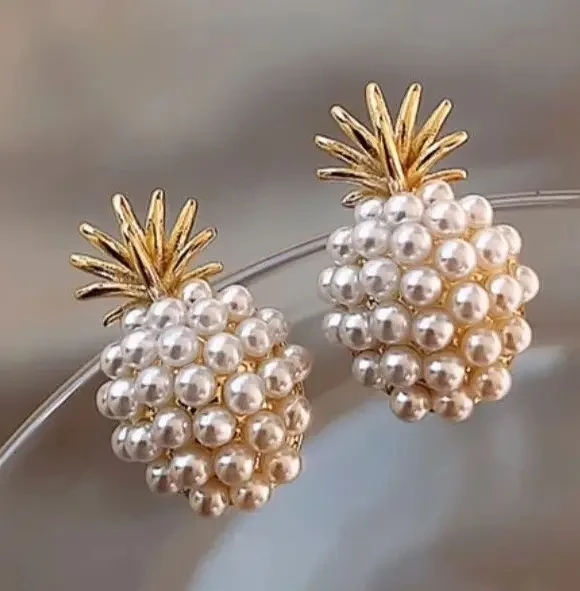 Сережки ананасики золотистого кольору, фото 1