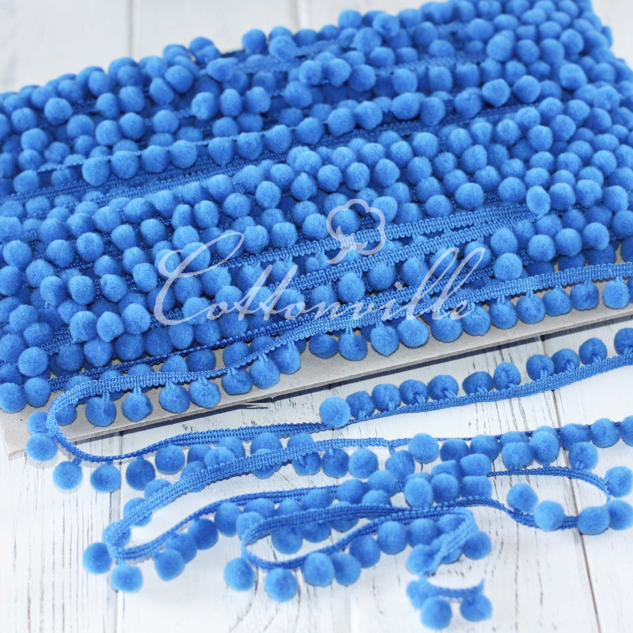 Тасьма з помпонами 10 мм СИНЯЯ