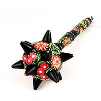 Булава дерев'яна Петриківський розпис ручної роботи КВІТКОВЕ ПОЛЕ Український сувенір козацька булава 32 см