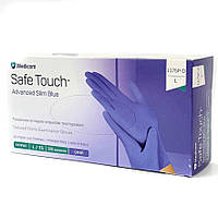 Перчатки нитриловые текстур. Medicom SafeTouch Advanced Slim Blue (3,5 г) 100 шт Голубой L (1175P-D)