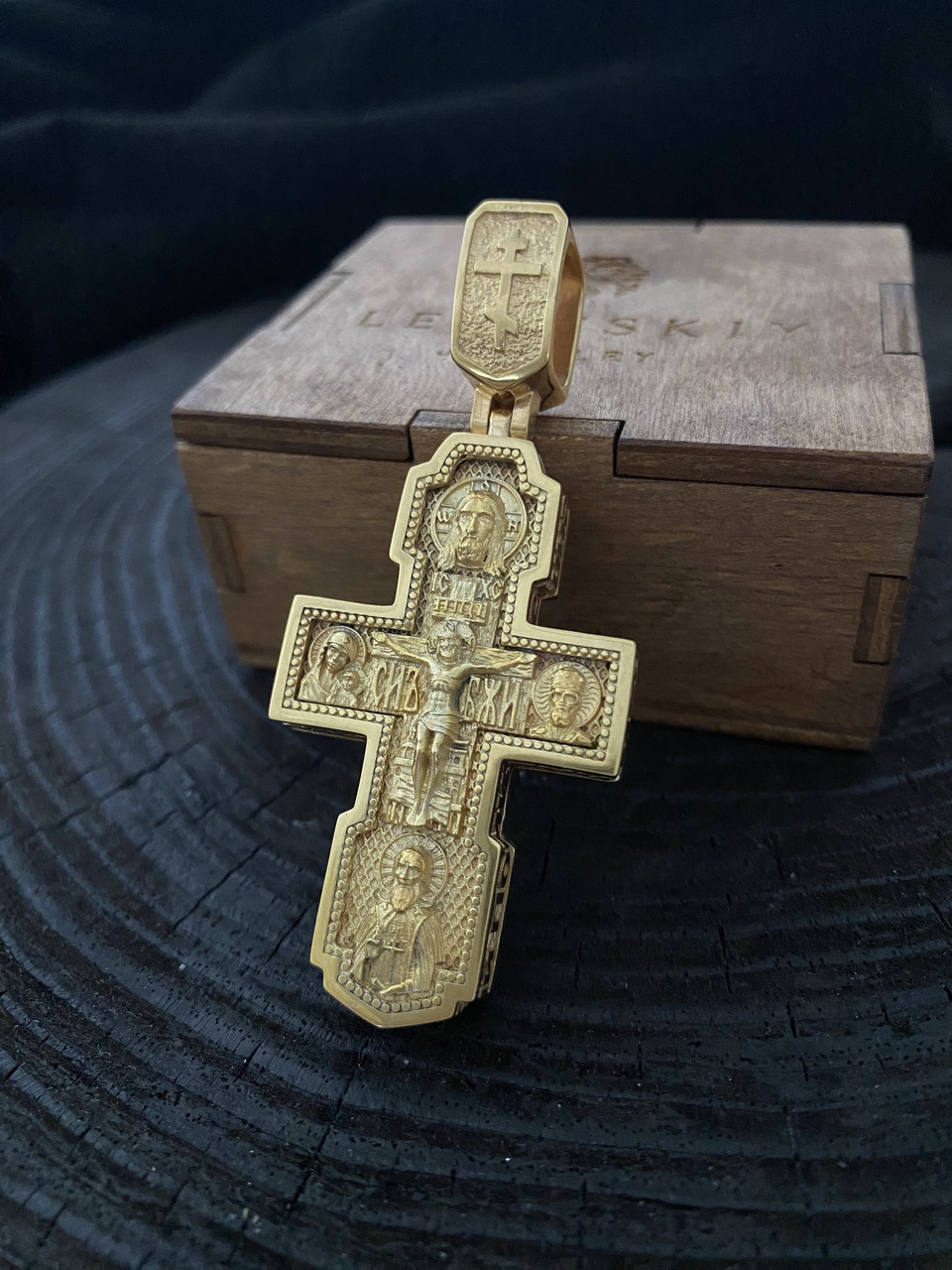 Срібний 24K позолочений православний хрестик
