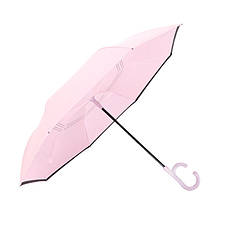 Парасолька навпаки жіноча Up-Brella 1166 Pink зворотного складання