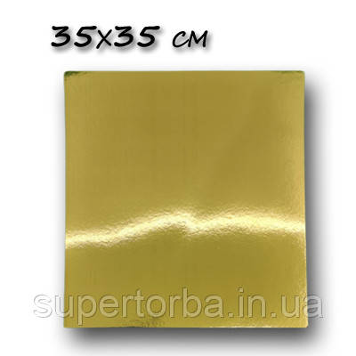 Підкладка фольгована під торт одноразова квадратна розмір 35х35 см, фото 1