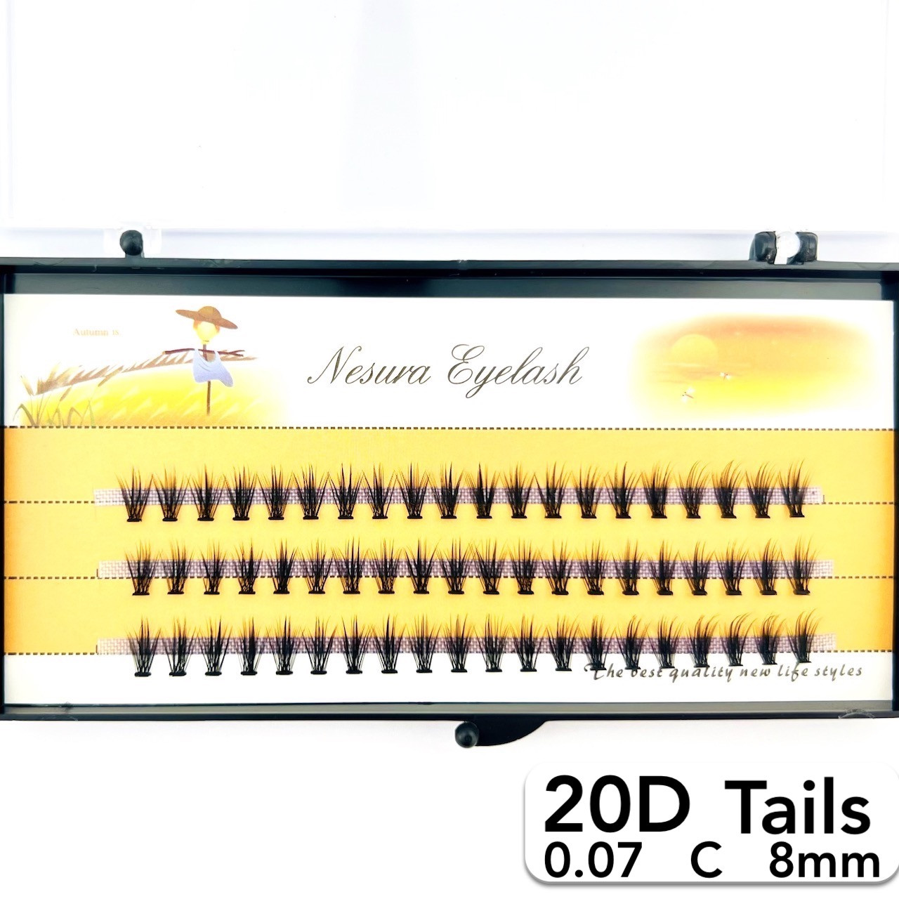 Накладні пучкові вії Nesura Eyelash Tails 20D, 0,07, C, 8 мм, 60 пучків Несура