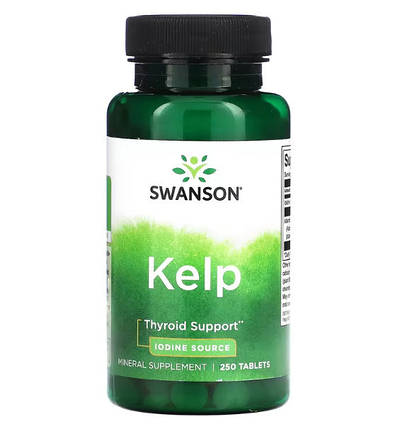Swanson Kelp Iodine Source 225 mcg 250 Tabs (ламінарія, йод), фото 1
