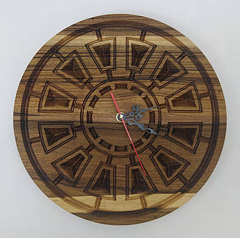 Настінний годинник з дерева | Класичний дизайн з різьбленням | Ручна робота з горіха | Діаметр 32 см