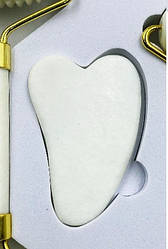 Скребок для гуаша в зоні обличчя нефрит Листочок Білий 7х4см