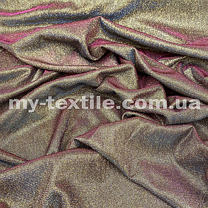 Тканина Люрекс з насипаним глітером Золото-фуксія-смарагд