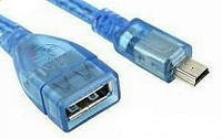 Удлинитель-переходник с Mini USB штекер на USB гнездо 0.3m синий