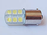 Світлодіодна автомобільна лампа P21W BA15S 12V 12SMD 5050 WHITE в силіконі 1 контакт, фото 4