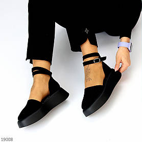 Шикарні чорні замшеві відкриті туфлі на шлейку натуральна замша