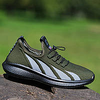 Кроссовки мужские хаки летние сетка спортивные мокасины Кросівки чоловічі хакі літні сітка (Код: Б2069)