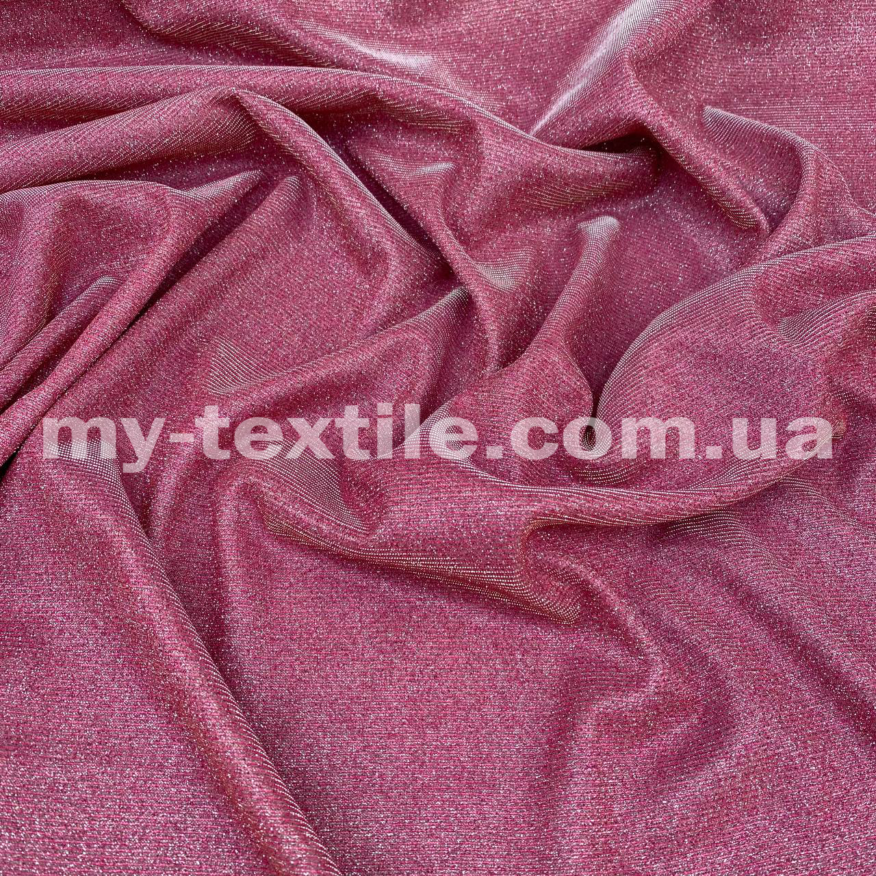 Тканина Люрекс з насипаним глітером Насичено рожевий с золотом, фото 1