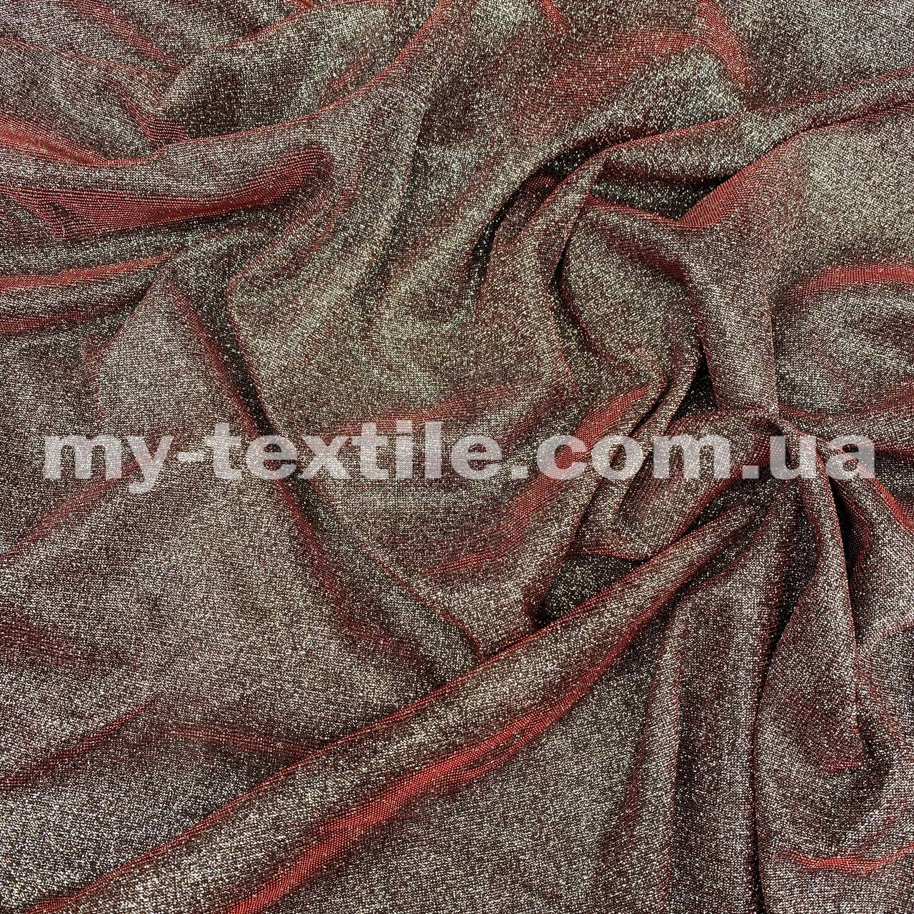 Тканина Люрекс з насипаним глітером Червоний зі сріблом, фото 1