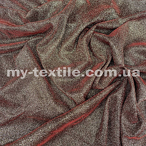 Тканина Люрекс з насипаним глітером Червоний зі сріблом