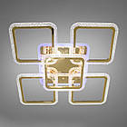 Сучасна світлодіодна люстра 130 Вт з пузирчатим акрилом на пульті д/у підсвітка основи колір золотий D-A9281/4+1G LED 3color, фото 4