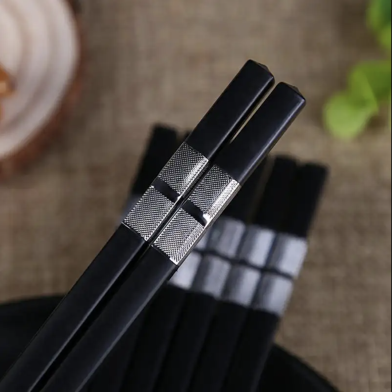 Багаторазові китайські палички для суш та їжі Black Silver