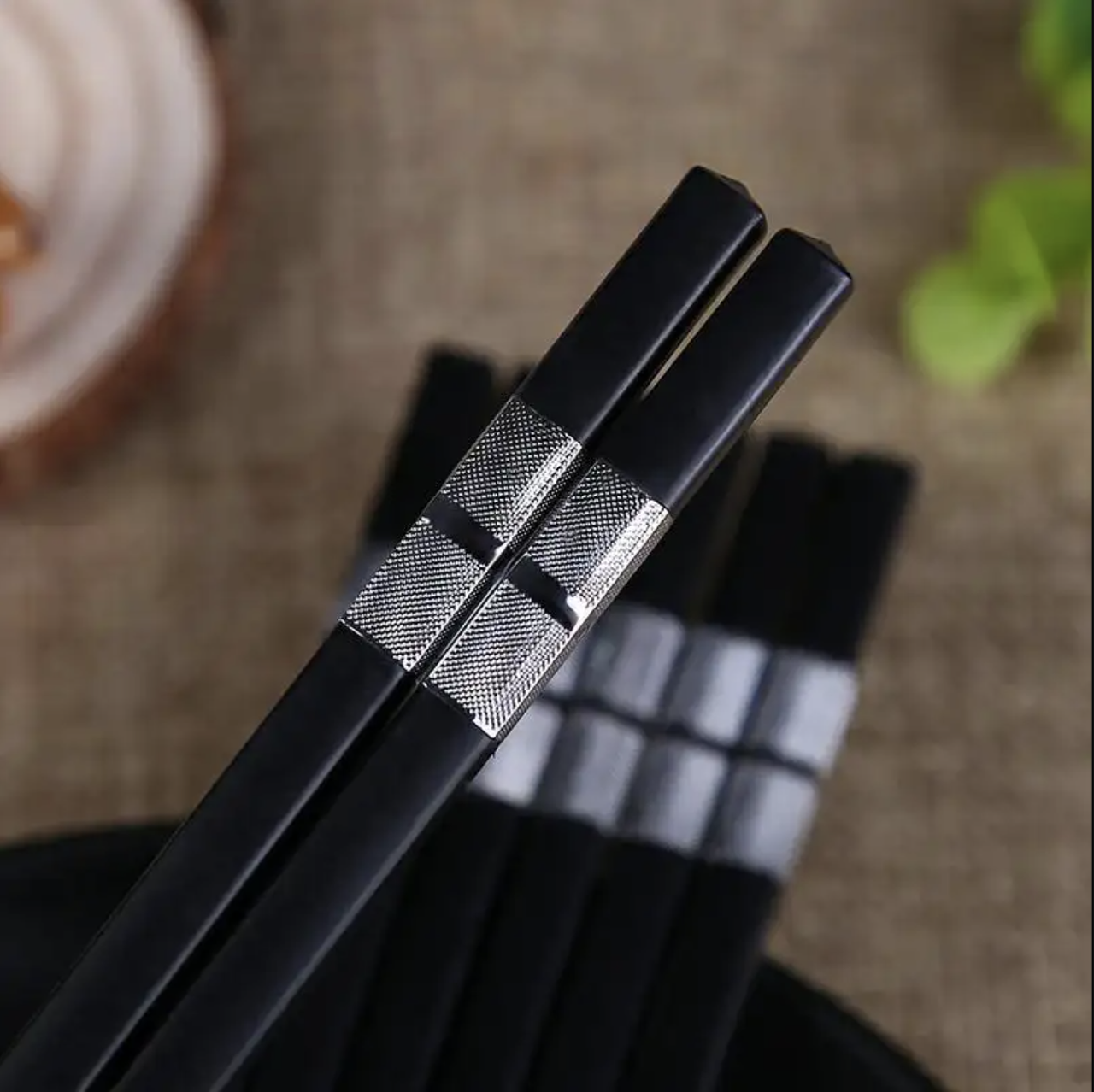 Многоразовые китайские палочки для суш и еды Black Silver (ID ...