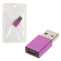 Перехідник TU001 Metal Type-C — USB 3.0 рожевий