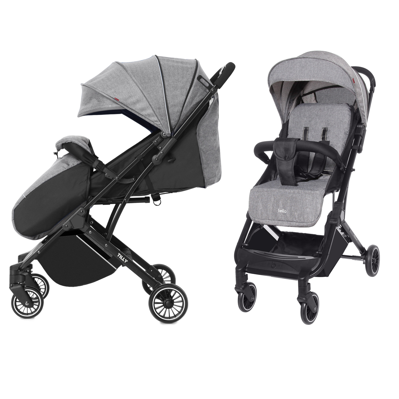 Коляска прогулянкова, візочок, легка Tilly Bella T-163 Light Grey, світло-сіра, до 15кг