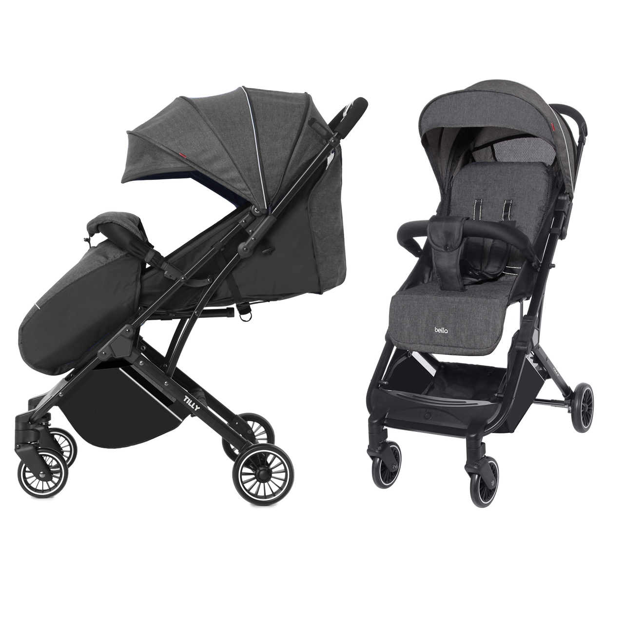 Коляска прогулянкова, візочок, легка Tilly Bella T-163 Dark Grey, темно-сіра, до 15кг