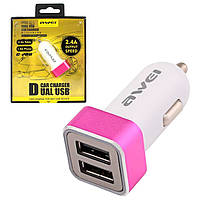 Автомобильное зарядное устройство AWEI C-200 2USB 2.4A pink