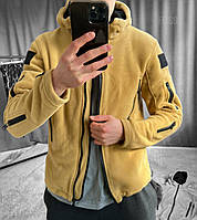Мужская худи теплая (желтая) flis9 молодежная спортивная флисовая кофта для парней тренд