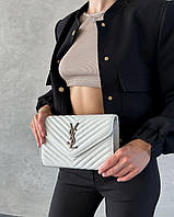 Женская сумка клатч Yves Saint Laurent Monogram Chain Wallet (белая) AS422 сумочка с эмблемой YSL house