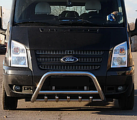 Защита переднего бампера - Кенгурятник с трубой и грилем Ford Transit (06-15)