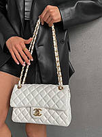 Женская подарочная сумка клатч Chanel 25 White (белая) AS032 маленькая сумочка с декоративной цепочкой Шанель