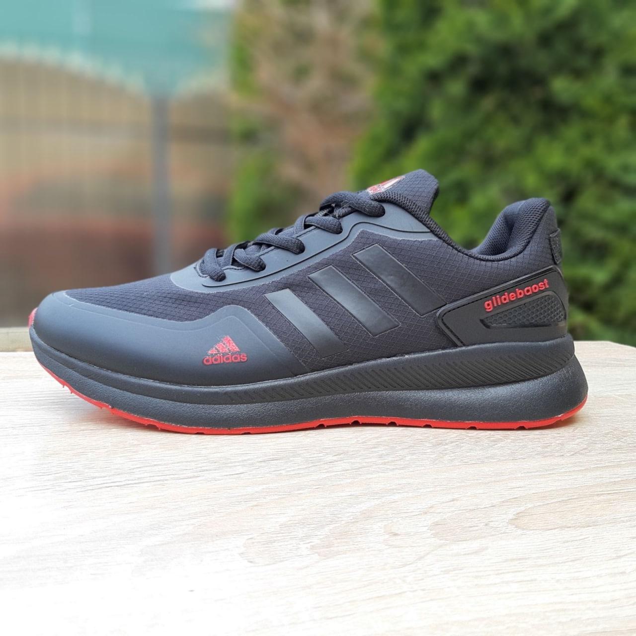 Чоловічі кросівки Adidas Glide (чорні з червоним) стильні повсякденні кроси 10651 Адідас vkross