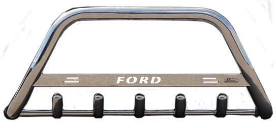 Захист переднього бампера - Кенгурятник Ford Transit (00-06) з логотипом і грилем