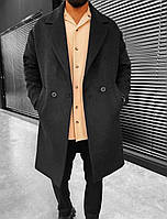 Мужское пальто классическое демисезонное (черное) splt22 стильное представительное кашемировое для парней L-XL